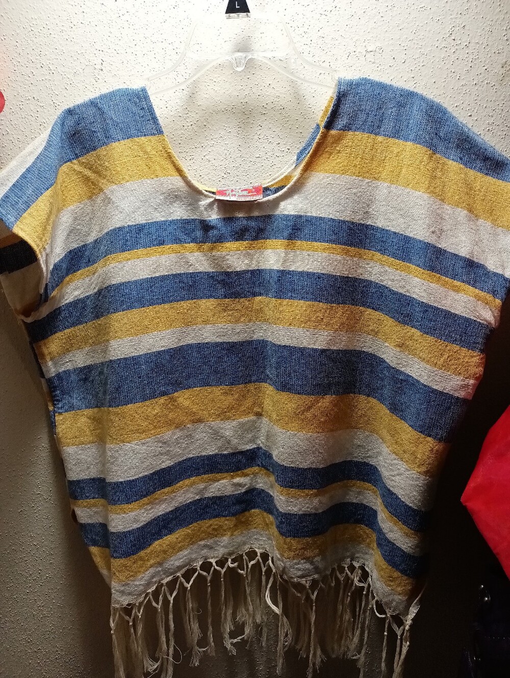 Nativa Woven Striped Made In Mexico Top With Fringe Bottom PTP 25 No Size Tag